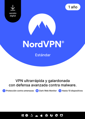 NordVPN Standard - 1 Year - 10 Devices (PC/MAC/Mobile) VPN & Cybersecurity Software Subscription Key SPAIN